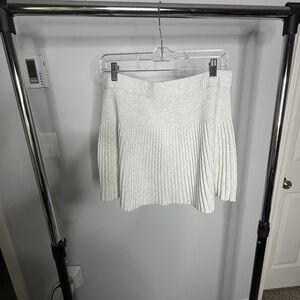 Aerie Cream Ribbed Skater Skirt